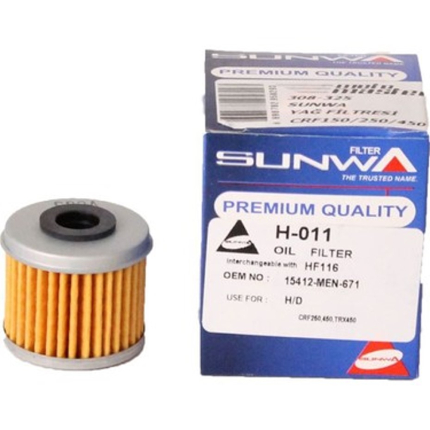 Sunwa H-011 Oliefilter HF116 HF115 SF-1008 SF-1009 OIL FILTER NON O.E. ALTERNATIVE Honda CRF 15412-MEB-671 15412-MEN-671 HM-Moto Husqvarna 8000A7019 Kove Montesa Polaris
