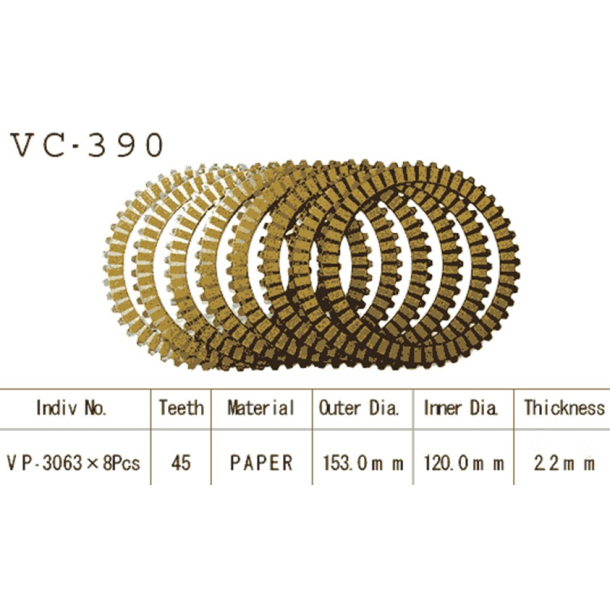 VESRAH VC-390 Koblingsplader 8 stk. SUZUKI GSX600F GSX750F GSXR750