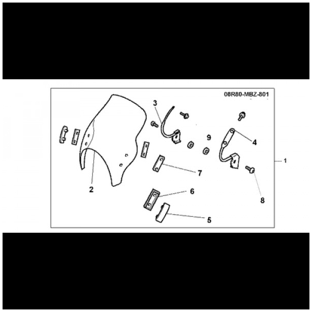 Honda 8R80MBZ800 08R80-MBZ-80 08R80MBZ801 08R80-MBZ-801 08R80MBZ802 08R80- METER VISOR CB600F HORNET