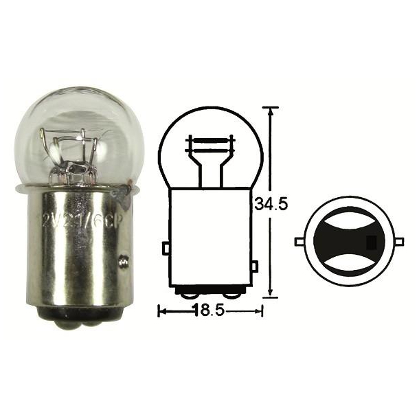 Prer til baglygte 12V21/5W SMALL BULB (BAY15D) 12V21/5W - LILLE GLAS HOVED