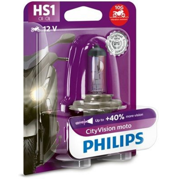  P�rer HS1 CITY VISION MOTO PHILIPS +40% (ORANGE) High beam bulb PHILIPS CityVision Moto 12636CTVBW HS1 12V 35/35W PX43t, Halogen