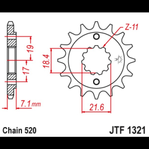 JT Fortandhjul - JTF1321.13 CRF250 NX250 CBF250 CBR250/300 XR250