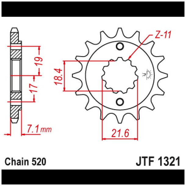 JT Fortandhjul - JTF1321.13 CRF250 NX250 CBF250 CBR250/300 XR250
