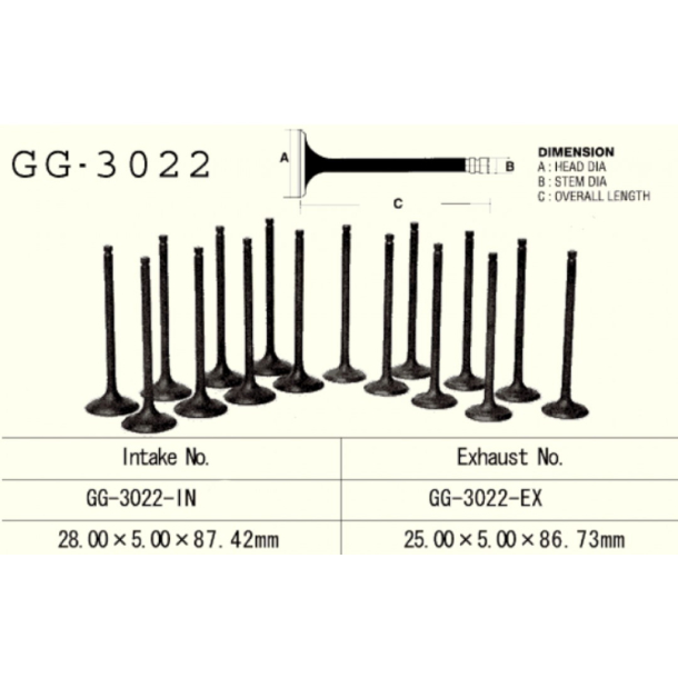 Indsugningsventil�GG-3022-IN VALVE,INTAKE SUZUKI�12911-17C02�12911-17C00 12911-17C01�GSXR750�GSX750F