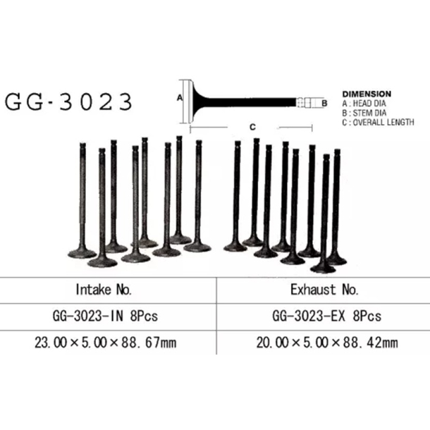 Indsugningsventil�GG-3023-IN�VALVE,INTAKE (NON O.E. ALTERNATIVE) Suzuki�12911-19C00 GSX600F GSF600 Bandit