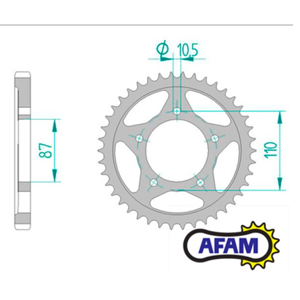 AFAM 14601-45 Bagk�dehjul REAR SPROCKET STEEL 530, 45T 45 tands SUZUKI 64511-20C0 GSX600/750F GSXR400/750/1100