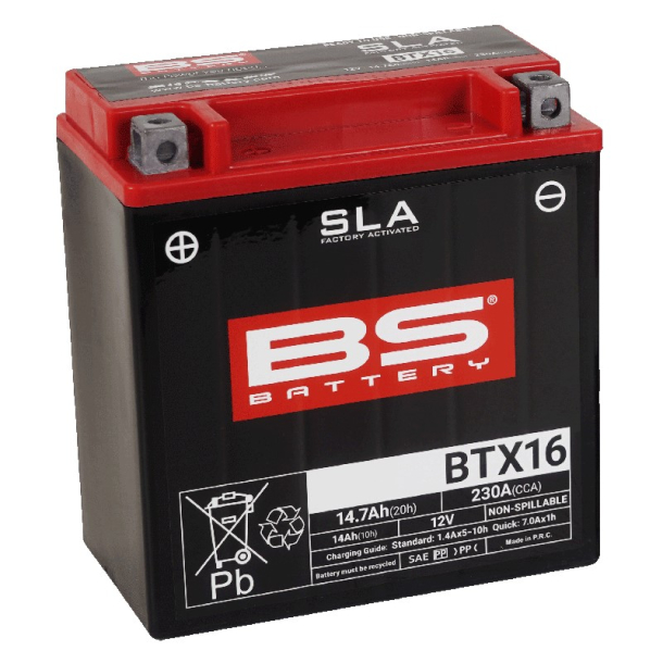 BS BATTERI SLA BTX16-BS/YTX16-BS BTX16-BSS SLA RTU=READY TO USE