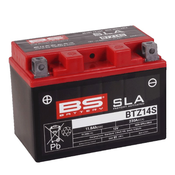 BS BATTERI SLA BTZ14S-BS/YTZ14S-BS BTZ14S SLA RTU=READY TO USE