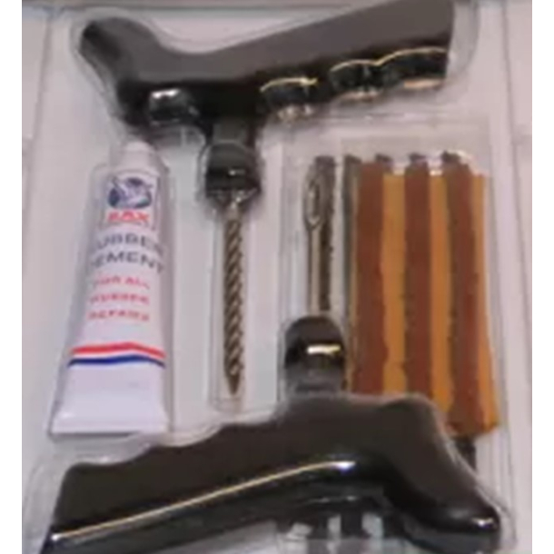 Lappe-grej, rep-kit EXTRA RADIAL D�K KOMPLET M/8 PLUGS, KNIV,LIM,RASP  Lappegrej/rep.sats./reparatur kit f. mc RacePro Tire Repair Kit