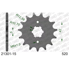AFAM 21301-15 Fortandhjul Front k�dehjul 15 tands FRONT SPROCKET STEEL 520, 15T Kawasaki Yamaha