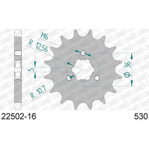 AFAM 22502-16 Fortandhjul front k�dehjul 16 Tands FRONT SPROCKET STEEL 530, 16T SPROCKET,ENGINE Suzuki GT550 GT750 Yamaha XS360 XS400