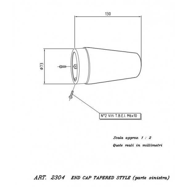 Endestykke/Silver Tail K2 Tapered Venstre