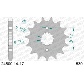 AFAM 24500-15 Fortandhjul FRONT SPROCKET STEEL 530, 15T CAGIVA KAWASAKI SUZUKI YAMAHA