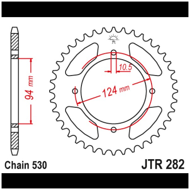 JT 34 Tands Bagkdehjul - JTR282.34 HONDA 41201-323-010 CB500K CB500F