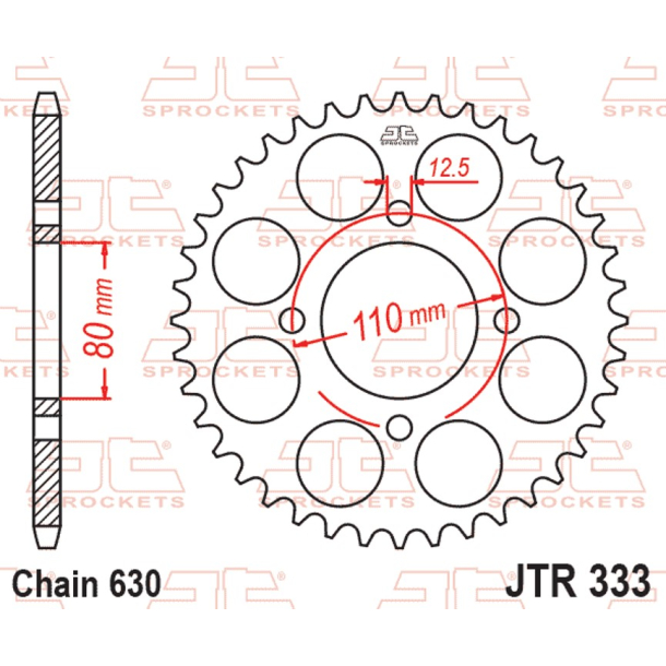 JT Bagk�dehjul Bagtandhjul 43 Tands - JTR333.43 SPROCKET,DRIVEN (NON O.E. ALTERNATIVE) HONDA 41201-410-000 CB750F2 78 CB750F2 SUPER SPORT CB750F 750 SUPER SPORT