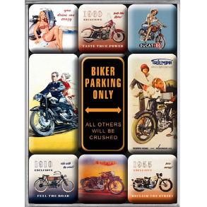Kleskabsmagneter Retro 9 pc Magnet Set MOTORCYCLE SELECTION