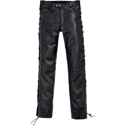 Spirit Motors Lderbukser med snrer Str. XXL 58/60 liv 103-117 Lace-up leather trousers 1.0 Black
