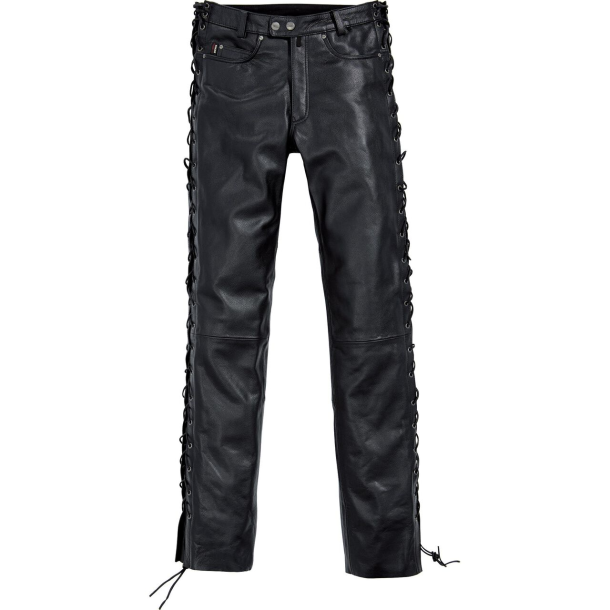 Spirit Motors Lderbukser med snrer Str. XXL 58/60 liv 103-117 Lace-up leather trousers 1.0 Black