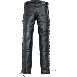 Spirit Motors Lderbukser med snrer Str. XXL 58/60 liv 103-117 Lace-up leather trousers 1.0 Black