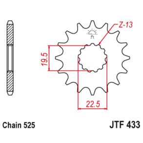 JT Fortandhjul 14 tands - JTF433.14 GSF/GSX/GSXR 400