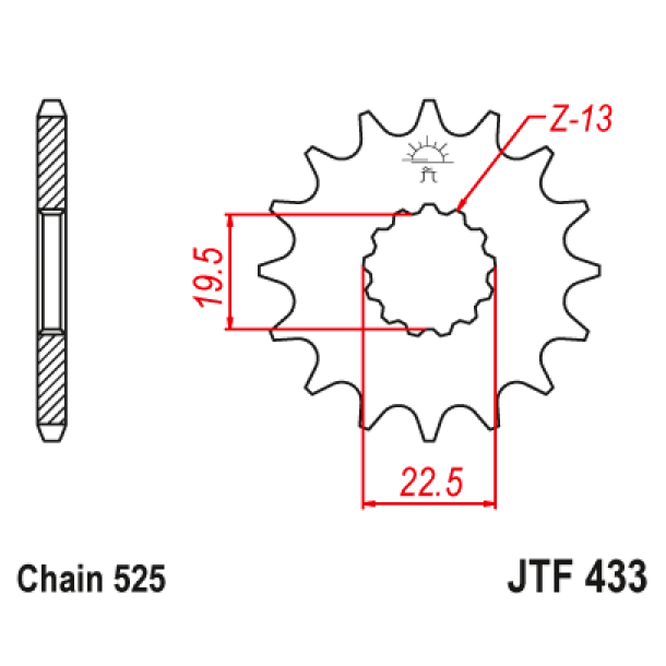 JT Fortandhjul 14 tands - JTF433.14 GSF/GSX/GSXR 400