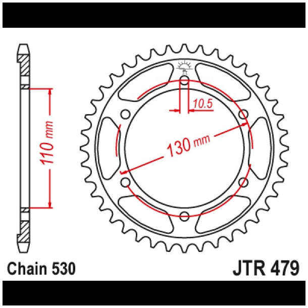 JT 39T Bagkdehjul - JTR479.39 42041-1198 GPX/GPZ XJR MT01