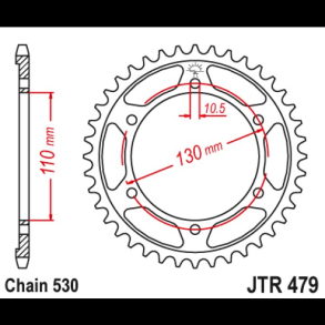 JT Bagkdehjul 48 Tands - JTR479.48 Yamaha R6 530