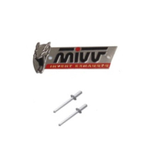 MIVV M�RKE 50.73.307.1 TIL POPNITTE 79 X 34 MM KONVEX (UD) 50.73.307.1-MIVV Logo ( 79x22 ) MIVV Label - Cod.50.73.307.1 (+ 2 Rivets - 125x34 Convex) MIVV