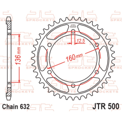 JT Bagk�dehjul Bagtandhjul 40 Tands 632 K�de JTR500.40 KAWASAKI 42041-1221 GPZ1000RX