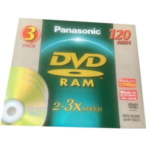 DVD-RAM 3 PACK Panasonic LM AF120LE3 - DVD-RAM x 3 - 4.7 GB recordable discs 