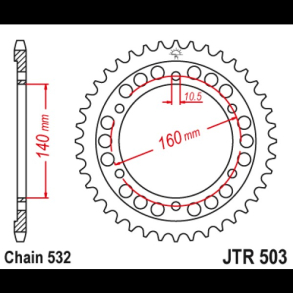 JT 45T Bagkdehjul - JTR503.45 KAWASAKI ZX10 42041-1306