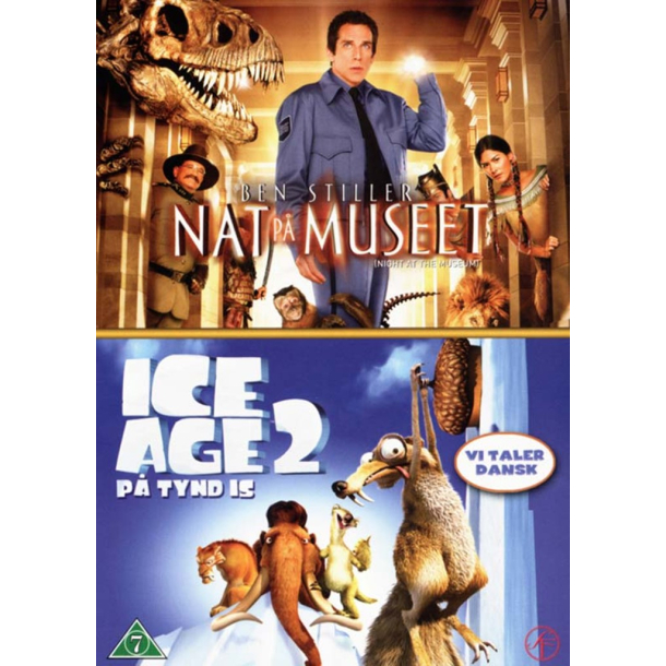 BRUGT som ny - Nat p� Museet / Ice Age 2 (2 film) DVD 2 DISC