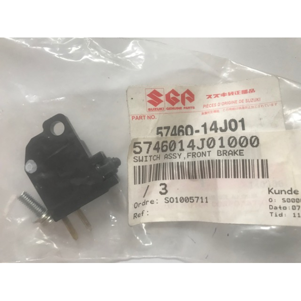 SUZUKI 5746014J01 57460-17C00 SWITCH ASSY,FR BRAKE 1988 til 2021 OEM 5746014J00, 5746014J01, 5746014J02, 5746017C00, 5746017C01, 5746017C11, 5746017C11000