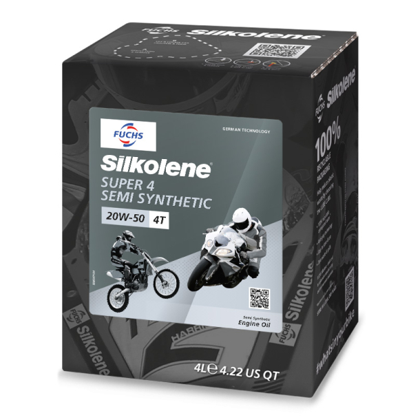 SILKOLENE SUPER 4 20W/50. 4L  SUPER SEMI SYNTHETIC API SL JASO MA2 APPROVED