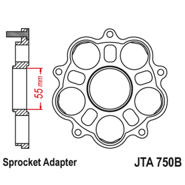 JT JTA750B 7075-T6 -DUCATI K�DEHJULS ADAPT Adapter til Bagtandhjul JTA750B (Sprocket Carrier) JTA750B sprocket adapter