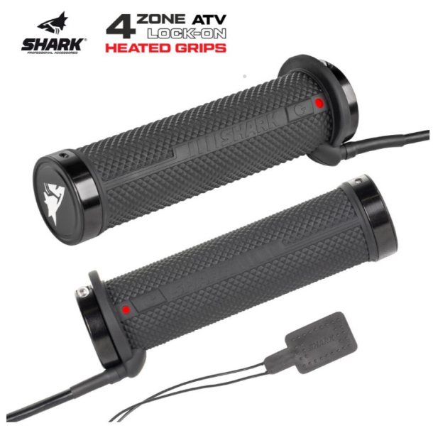 SHARK 4ZONE LOCK-ON HEATED GRIPS + THUMB WARMER for all models of ATVs and snowmo