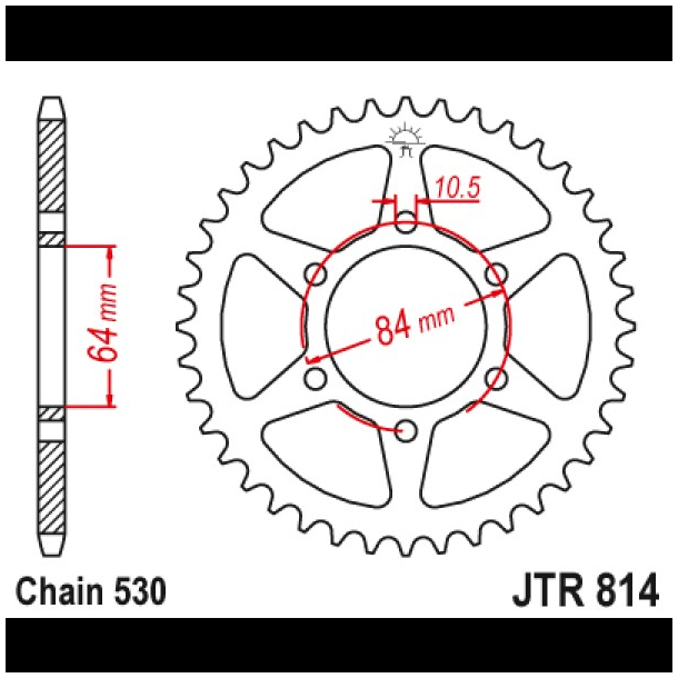 JT 42 tands Bagkdehjul - JTR814.42 64511-33751 GS400 GS450