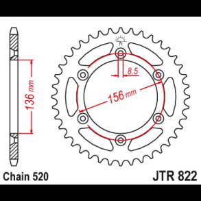 JT Bagkdehjul - JTR822.45 STEEL45 Tands Husqvarna Suzuki Beta Cagiva GAS GAS