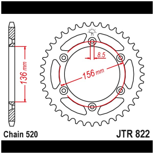 JT Bagkdehjul - JTR822.45 STEEL45 Tands Husqvarna Suzuki Beta Cagiva GAS GAS