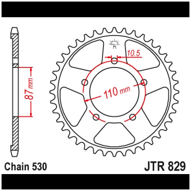 JT 45 tands Bagkdehjul - JTR829.45 64511-20C0 GSX600/750F GSXR400/750/1100