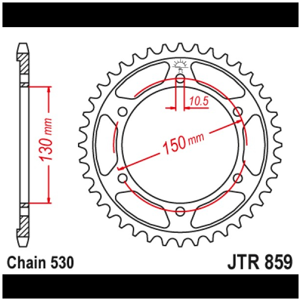 JT 859/40T Bagkdehjul40 tands - JTR859.40 Yamaha 1XT-25440-20-33 FJ1100 FJ1200