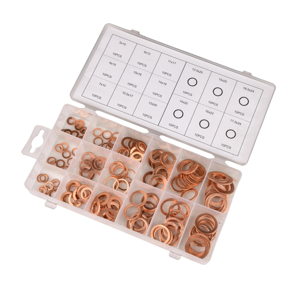Kobberskive sortiment 150 Dele Bike It Copper Washer Kit (Metric) - 150pcs