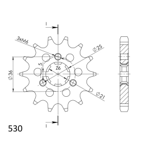 Supersprox SS Fortandhjul front k�dehjul FOR 530 16 Tands SPROCKET,ENGINE Suzuki GT550 GT750 Yamaha XS360 XS400