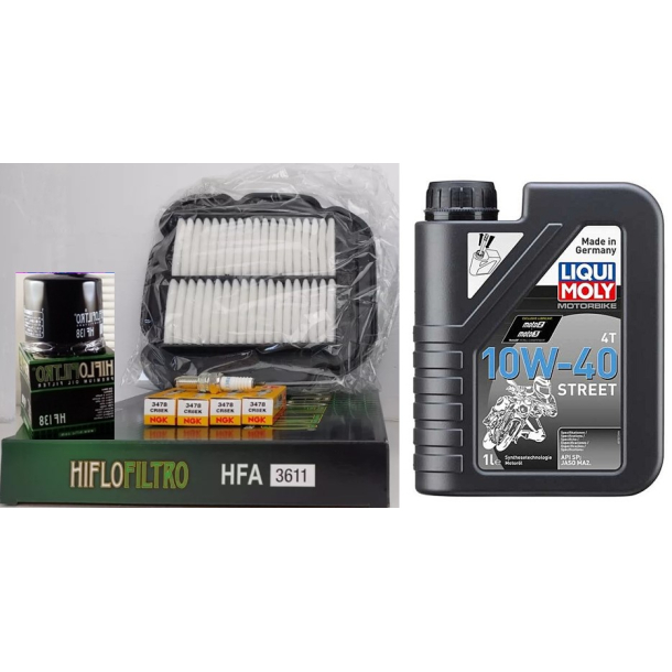 Servicekit SUZUKI DL 1000 02-07 KAWASAKI KLV1000 olie, oliefilter, luftfilter, tndrr pakning