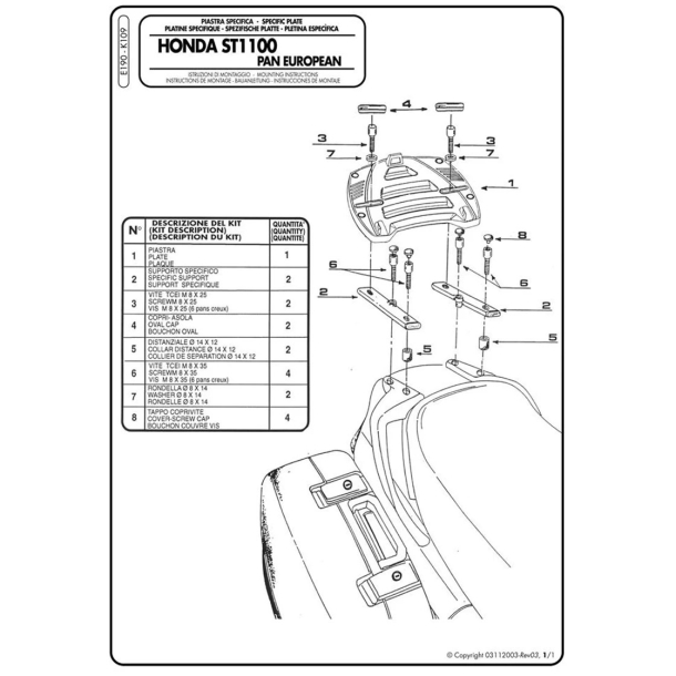 GIVI E190 Bagagebrer m/topplade HONDA ST1100