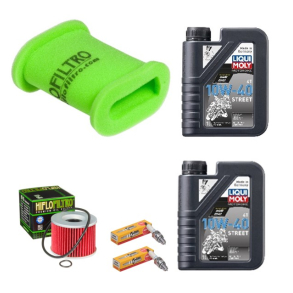 Servicekit KAWASAKI EL250 Eliminator 88-03 olie, oliefilter, luftfilter, tndrr, bundproppakning