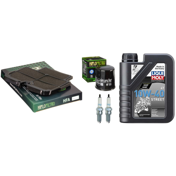 Servicekit Kawasaki ER6F ER6 NINJA 650 09-12 olie, oliefilter, luftfilter, tndrr, pakning bundprop