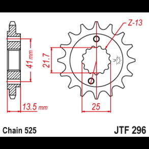 Fortandhjul 296/15T XL600/650 XL700 Transalp