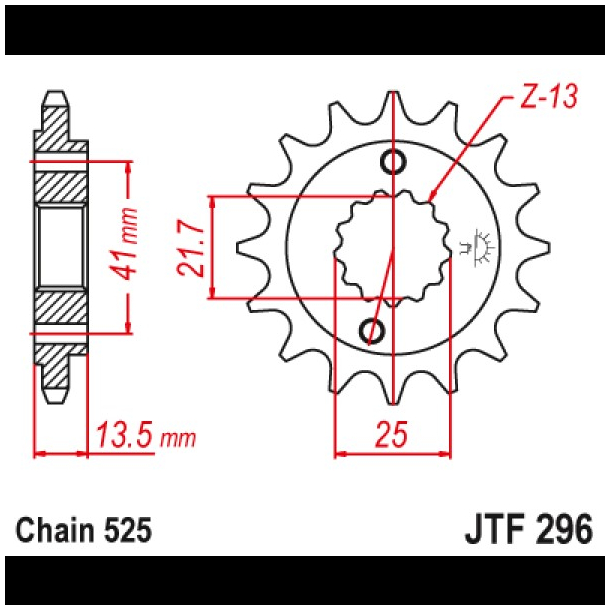 Fortandhjul 296/15T XL600/650 XL700 Transalp