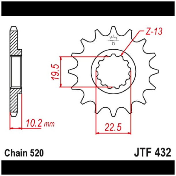 Forkdehjul RacePro 432/15T Suzuki DR200/350S DRZ400 Beta 400